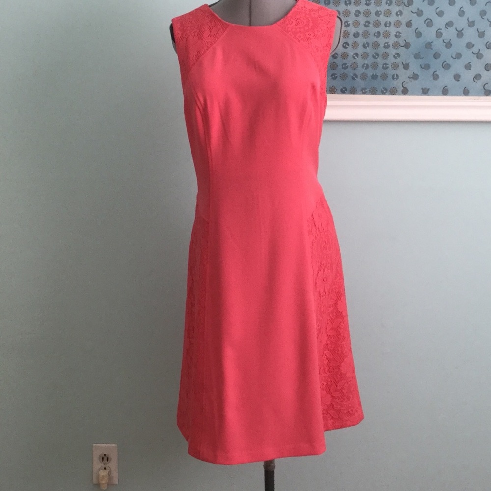 Adrianna Papell-Flamingo Pink Sleeveless Dress